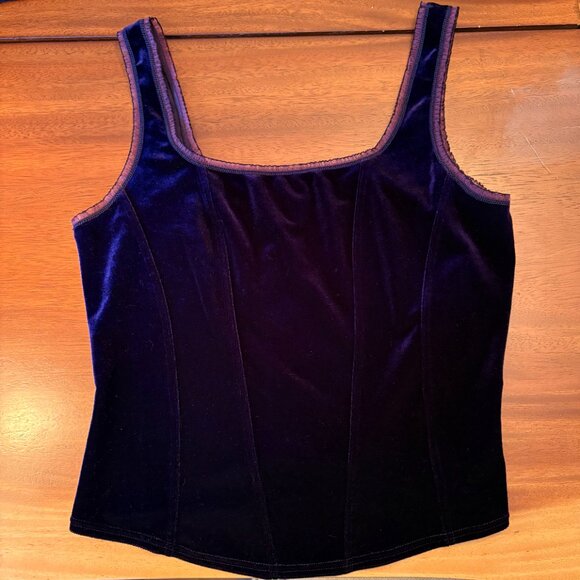 Arianne Tops - Vintage Y2K Arianne Deep Purple Velvet Corset Bustier Tank Top Size L Whimsigoth